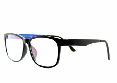 Reese clip-on prescription sunglasses by Mr Foureyes angle shot optical glasses in black