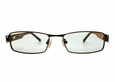 Metal children's glasses frames by Mr Foureyes (Stanley style in brown, front shot)